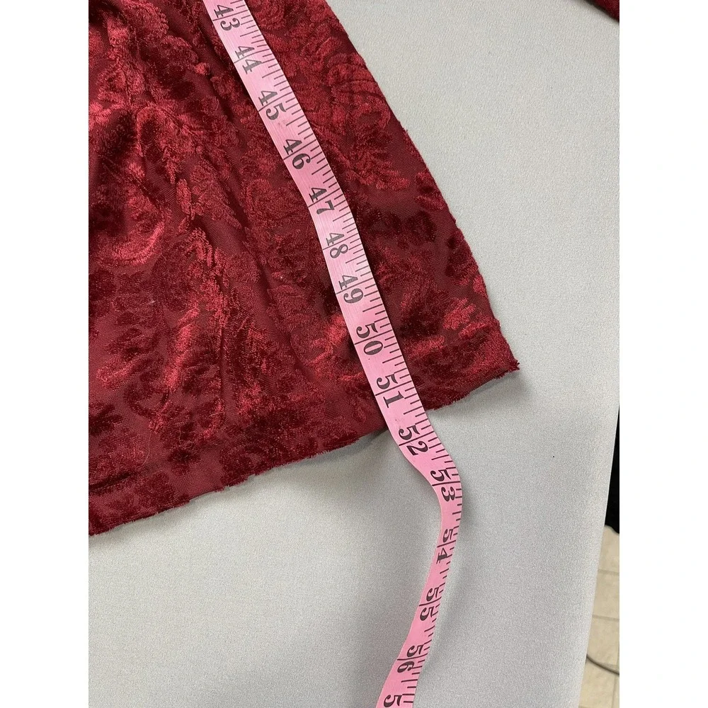 Worthington Womens Dress 12 Burgundy Velvet Burnout Vintage Cottage Christmas‎